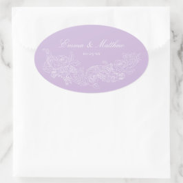 Classic Ornament Pastel Purple Wedding Crest Ovaler Aufkleber