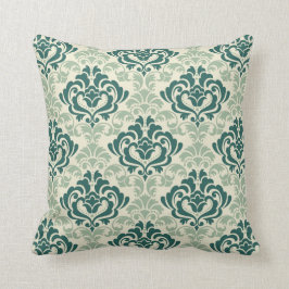 Classic Ornamental Damask Green Kissen