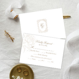 Classic Outline Floral RSVP Respond Card Karte
