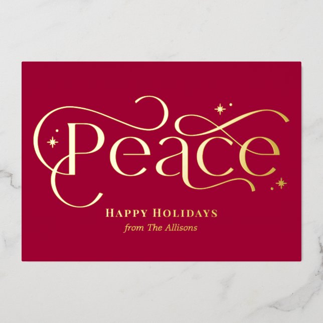 Classic Peace Foil Business Holiday Card Folieneinladung (Vorderseite)