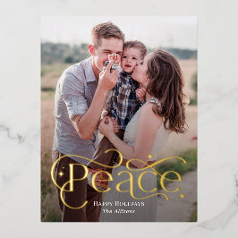 Classic Peace Foil Foto Holiday Postcard Folien Feiertagspostkarte