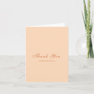 Classic Peach Foto Elegante Hochzeit Dankeskarte
