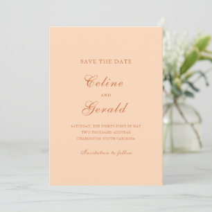 Classic Peach Foto Elegante Hochzeit Save The Date