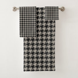 Classic Pepita Houndstooth Motif Black Grey