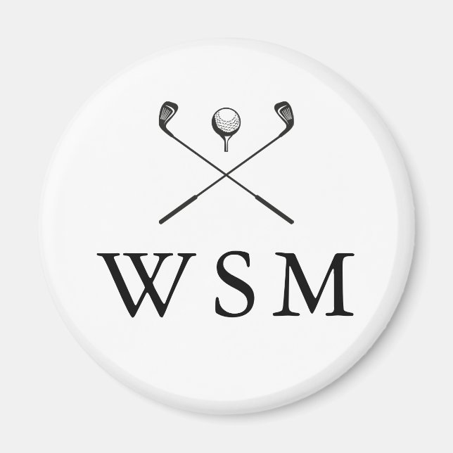 Classic Personalisiert Monogram Golf Clubs Magnet (Vorne)