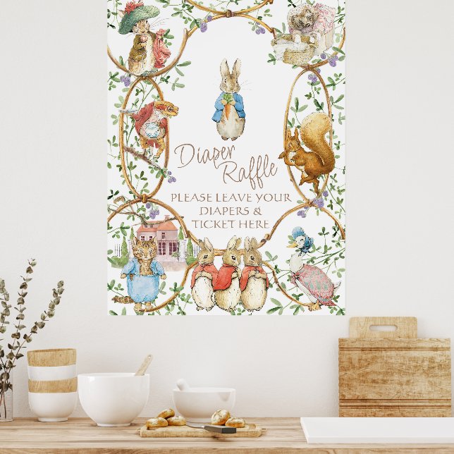 Classic Peter der Rabbit Baby Diaper Raffle Budget Poster (Küche)
