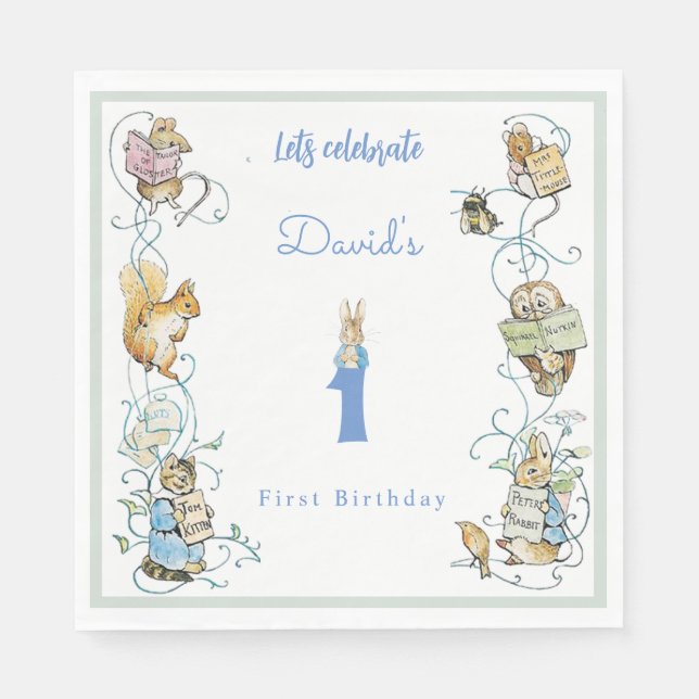 Classic Peter der Rabbit Beatrix Potter Geburtstag Serviette (Vorderseite)
