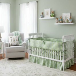 Classic Peter der Rabbit Green Gingham Birth Stats Kissen