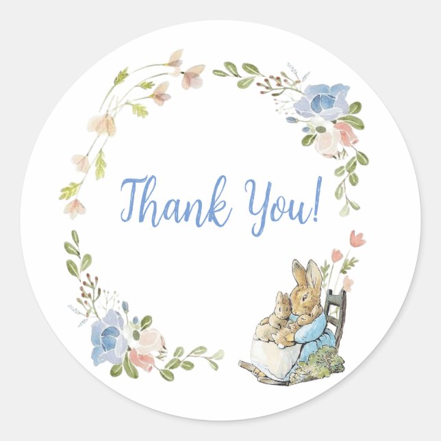 Classic Peter der Rabbit Twin Baby Dusche Runder Aufkleber (Vorderseite)