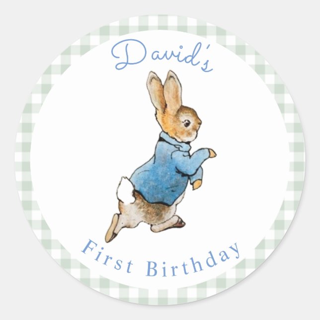 Classic Peter Rabbit Beatrix Potter Birthday Runder Aufkleber (Vorderseite)