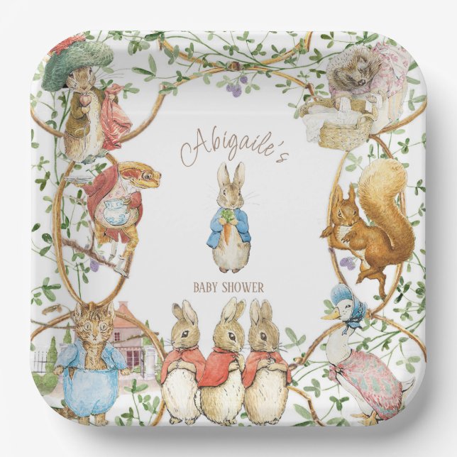 Classic Peter the Rabbit Baby Shower Pappteller (Vorderseite)