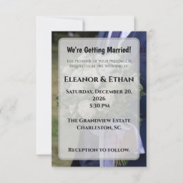 Classic Photo Groom Holding Bouquet Wedding Invita Einladung