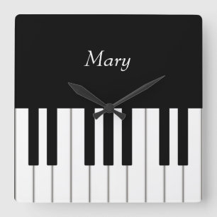 Classic Piano Keyboard Personalized Music Quadratische Wanduhr