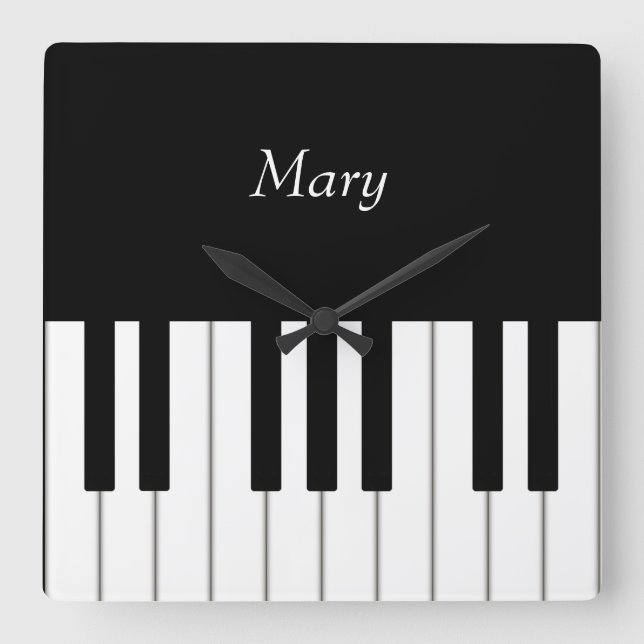 Classic Piano Keyboard Personalized Music Quadratische Wanduhr (Vorderseite)