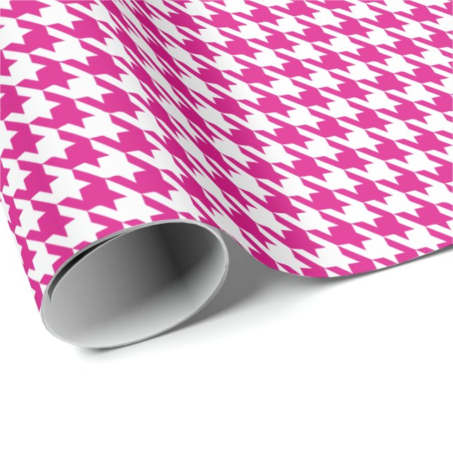 Classic Pink and White Houndstooth Pattern  Geschenkpapier (Rolleneckpunkt)