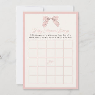 Classic Pink Bow Baby shower Jeu Carte de Bingo