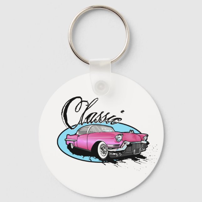 Classic Pink Cadillac Schlüsselanhänger (Vorderseite)