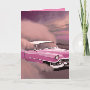 CLASSIC PINK CAR BIRTHDAY CARD KARTE