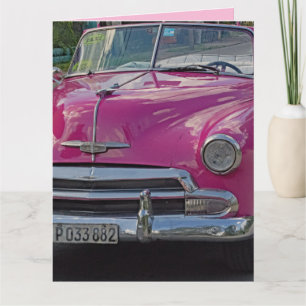 CLASSIC PINK CAR BIRTHDAY Grußkarte Karte