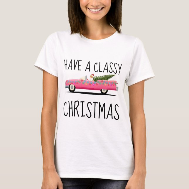 CLASSIC PINK CAR CHRISTMAS LADIES T - Shirt (Vorderseite)
