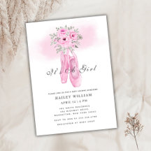 Classic Pink Floral Ballerina Shoes Baby Shower 