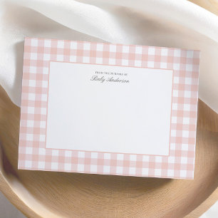 Classic Pink Gingham Baby Dusche Danke Karte