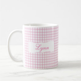 Classic Pink Gingham Personalized Name Kaffeetasse