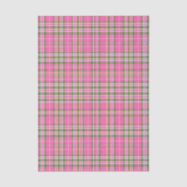 Classic Pink & Green Tartan Plaid Seidenpapier (Vorderseite)