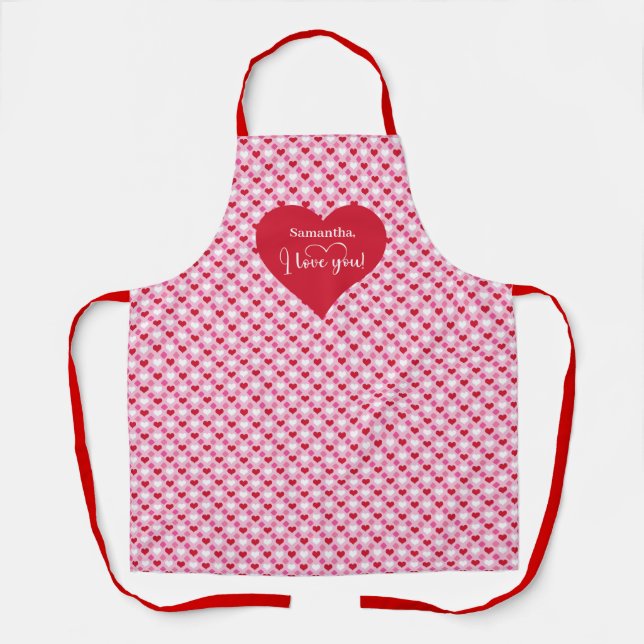 Classic Pink Hearts Apron Valentine I Love You Gif Schürze (Vorderseite)