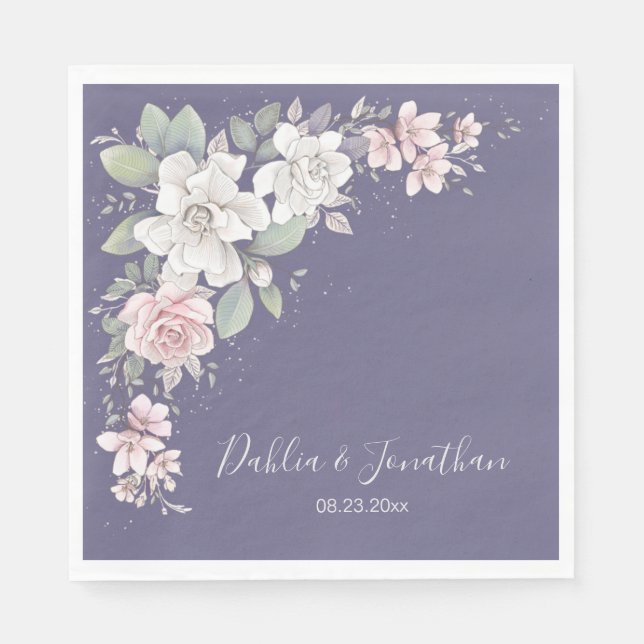 Classic Pink & Ivory Rose Serviette (Vorderseite)