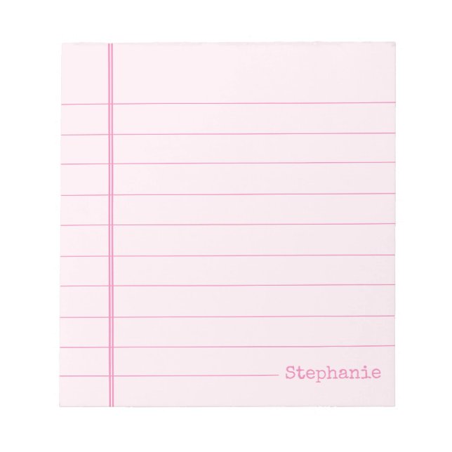 Classic Pink Legal 5.5 x 6 mit Namen Notizblock (Vorderseite)