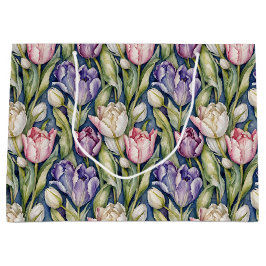Classic Pink, Purple, Whute Tulips Große Geschenktüte