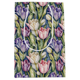 Classic Pink, Purple, Whute Tulips Mittlere Geschenktüte