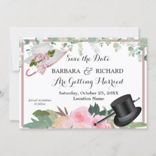 CLASSIC Pink Rose Floral Hochzeitstag Gerettet Einladung