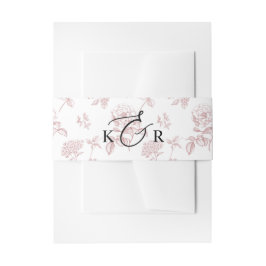 Classic Pink Victorian Floral Monogram Wedding Einladungsbanderole