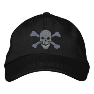 Classic Pirate Crossbones Silver Skull Bestickte Kappe