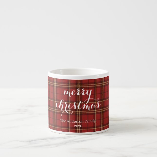 Classic Plaid Merry Christmas Festive -  Espressotasse (Vorderseite)