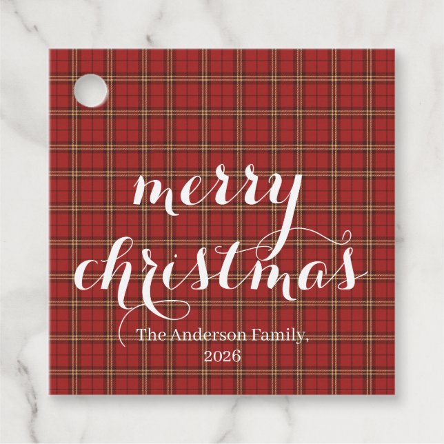 Classic Plaid Merry Christmas Festive -  Geschenkanhänger (Vorderseite)