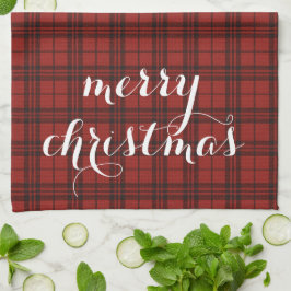 Classic Plaid Merry Christmas Festive -  Geschirrtuch
