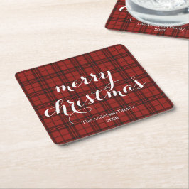 Classic Plaid Merry Christmas Festive -  Rechteckiger Pappuntersetzer