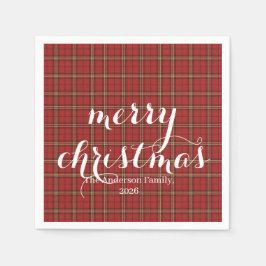 Classic Plaid Merry Christmas Festive -  Serviette