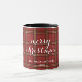 Classic Plaid Merry Christmas Festive -  Tasse