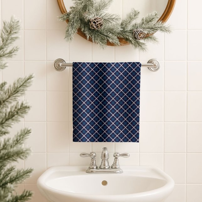 Classic Plaid Towel Masculine Navy Blue Bath Look (Classic Plaid Towel Masculine Navy Blue Bath Look)