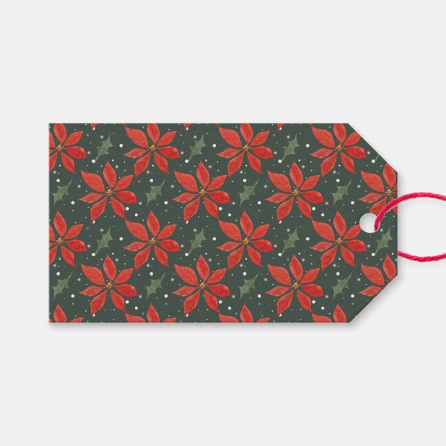 Classic Poinsetta Geschenkanhänger (Vorderseite (Horizontal))