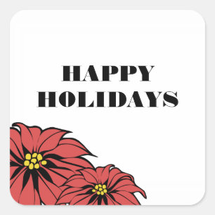 Classic Poinsettia Holiday Quadratischer Aufkleber