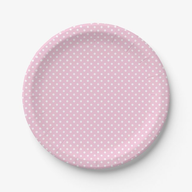 Classic Polka Dot White - Light Pink Pappteller (Vorderseite)