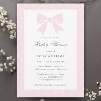 Classic Polka Dots Baby Pink Bow Girl Baby Dusche