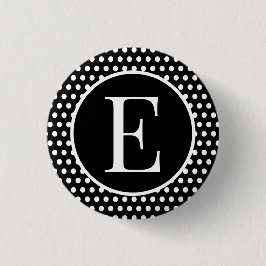 Classic Polka Dots Black Custom Anfangsbuchstaben Button
