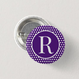 Classic Polka Dots Lila eigener Anfangsbuchstabe Button