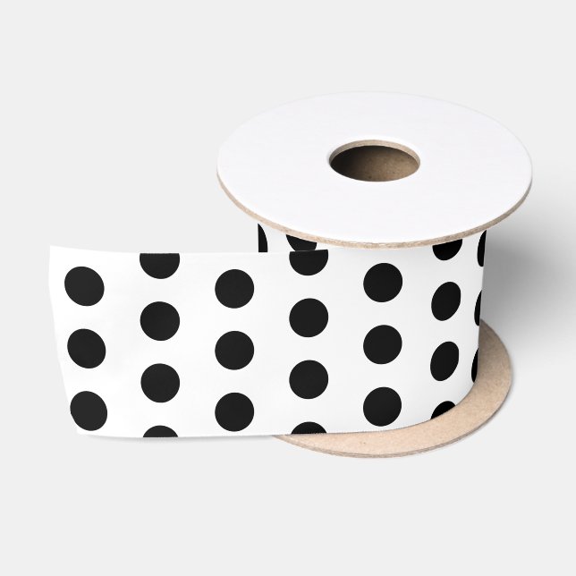 Classic Polka Dots Weiß und Schwarz Satinband (Spule)